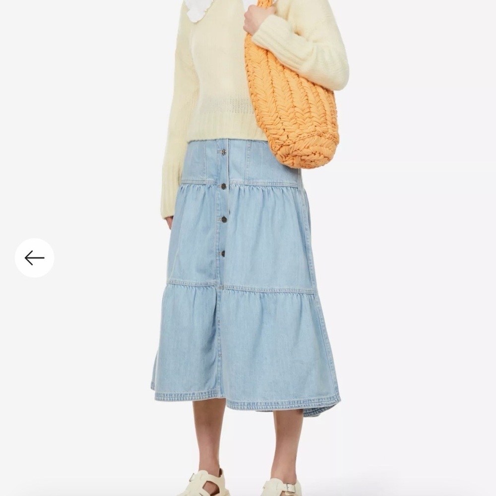 Me + Em  Denim Tiered Midi Skirt size US 8